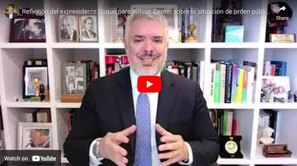 reflexión del expresidente iván duque para the wilson center sobre la situación de orden público en ecuador