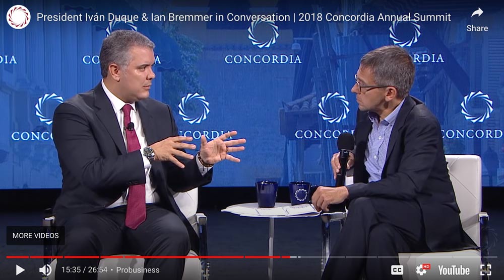 president iván duque & ian bremmer in conversation 2018 concordia annual summit
